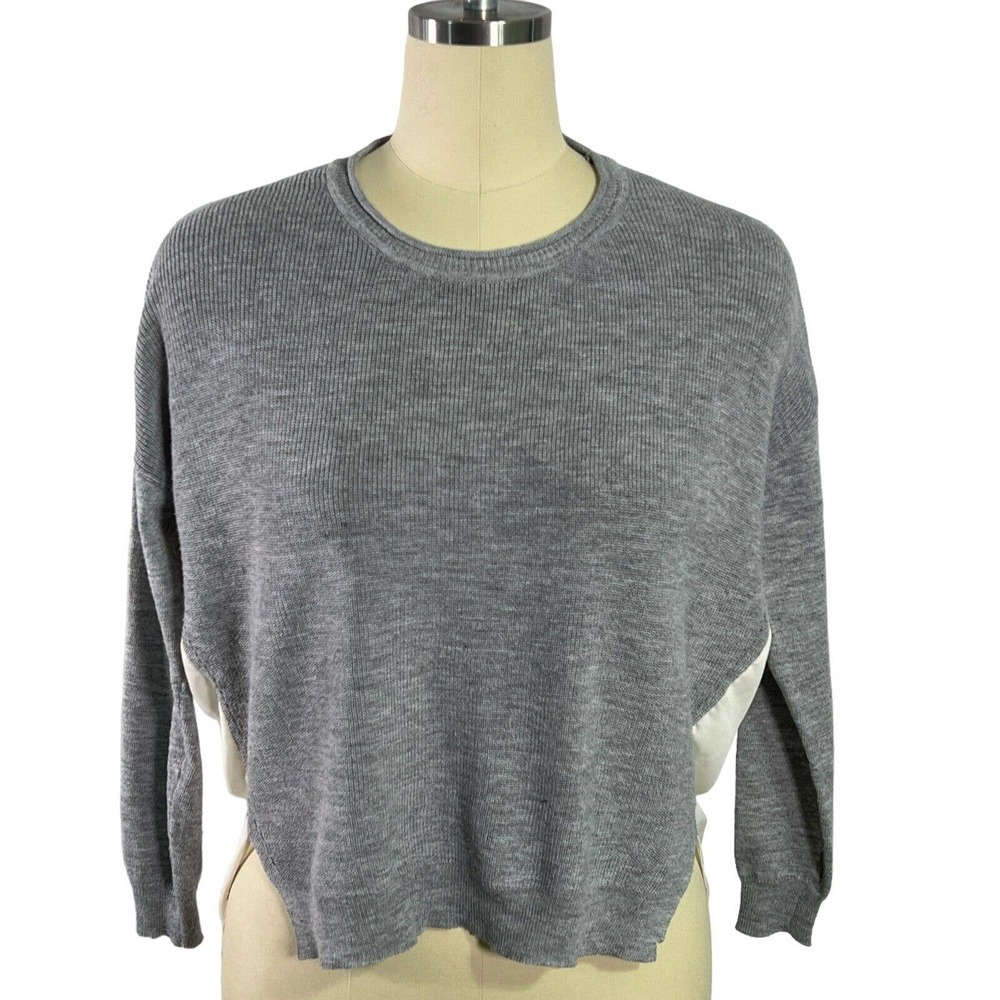 Finn & Clover Sweater Long Sleeve Grey And Cream Mixed Media, Size S